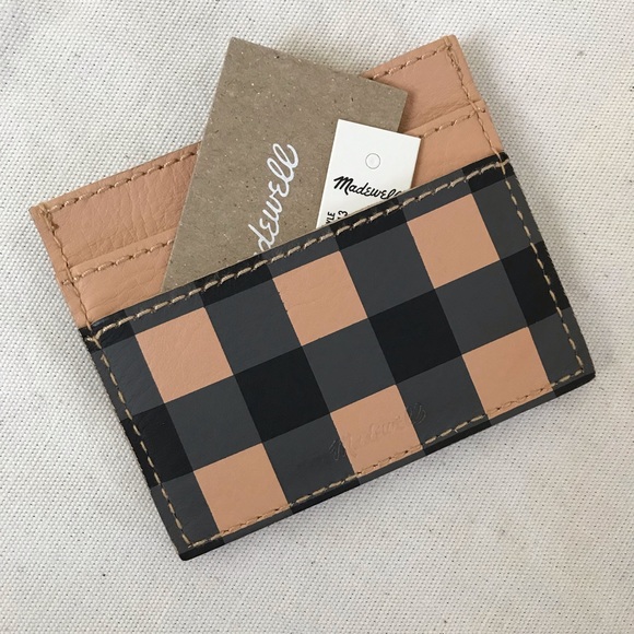 NWT Madewell THE LEATHER CARD CASE: GINGHAM EDITION - Picture 3 of 4